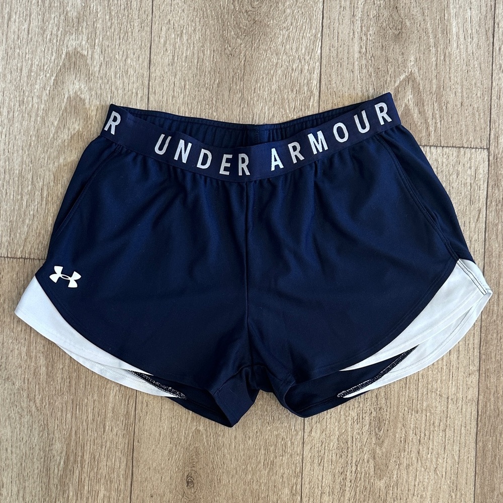 Under Armour Women's Athletic Shorts in Navy and White